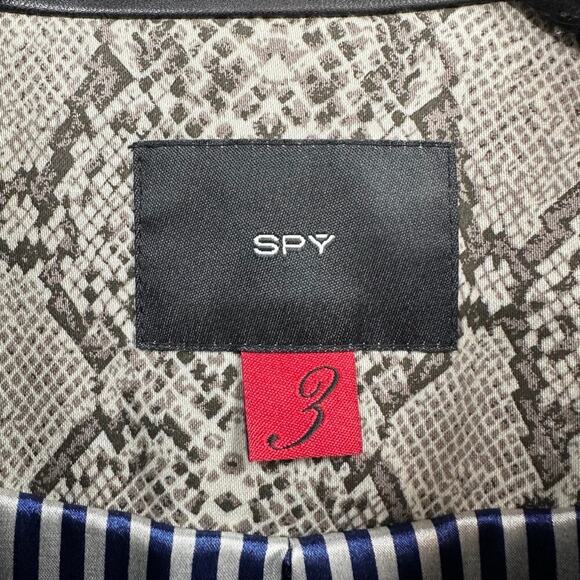 SPY Snake Skin Print Faux Leather Collar Blazer Button‎ Jacket - Size 3 - Picture 4 of 12